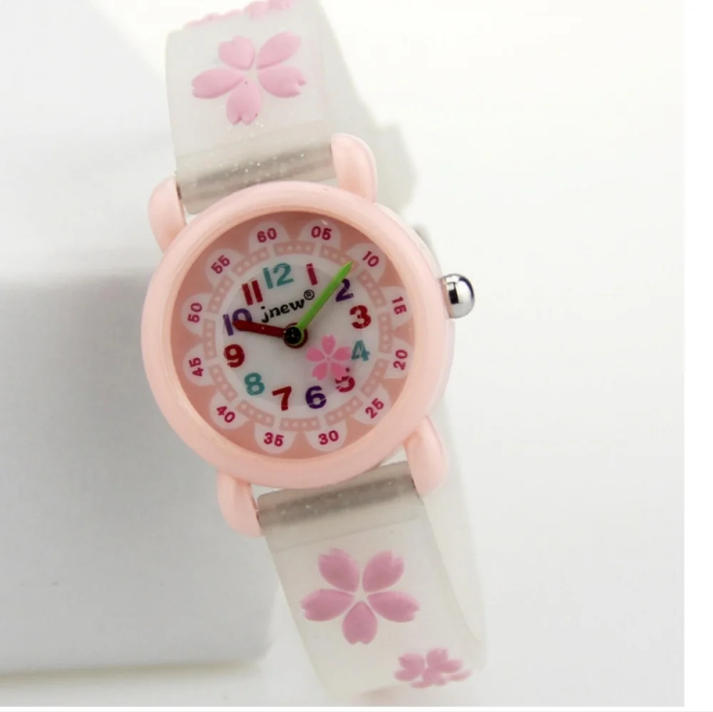 Jnew Girls White &‎ Pink Flower Jelly Watch